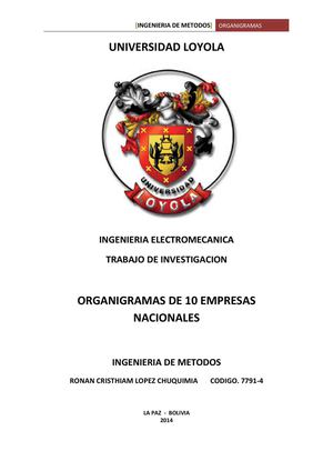 ORGANIGRAMA DE EMPRESAS NACIONALES