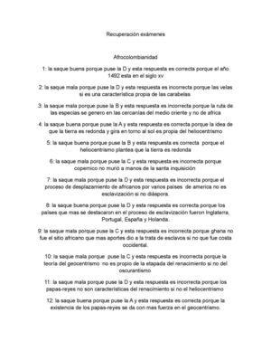 recuperación exámenes afro 