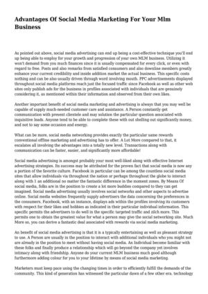 Advantages Of Social Media Marketing For Your Mlm Business