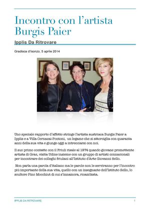 INCONTRO CON L'ARTISTA BURGIS PAIER