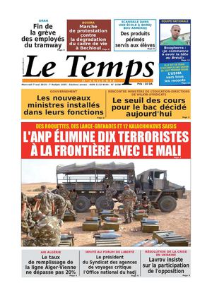 Le Temps d'Algérie Edition du Mercredi 07 Mai 2014