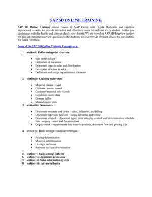 SAP SD Online Training | SAP SD Training Online | Online SAP SD Training