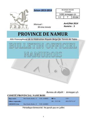 Bulletin officiel du CPN - Avril et mai 2014
