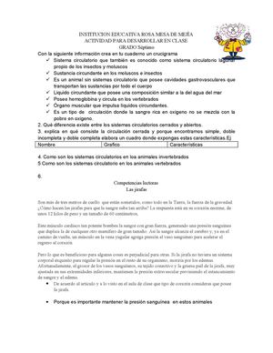 Taller de repaso grado séptimos la circulación en animales