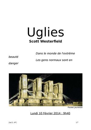 Journal de lecture : Zoé Z. - Uglies, Westerfield