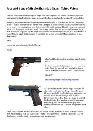 Pros and Cons of Single Shot Slug Guns - Yahoo Voices