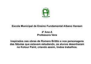 Trabalhos inspirados nas obras de Romero Britto-4º Ano A 