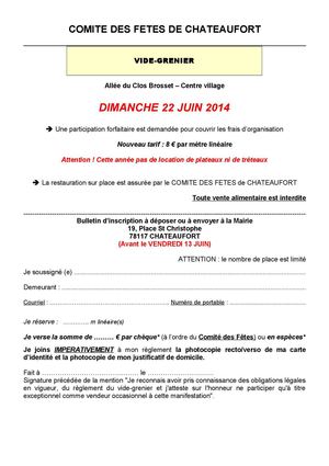Formulaire inscription Vide-Grenier 2014