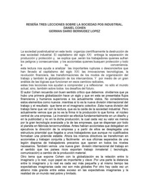 TRES LECCIONES SOBRE LA SOCIEDAD  POSTINDUSTRIAL