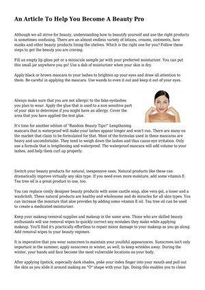 An Article To Help You Become A Beauty Pro