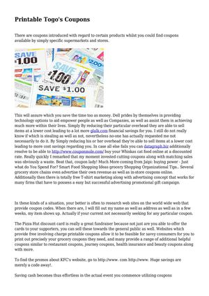 Printable Togo's Coupons