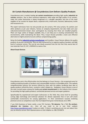 Air Curtain Dealers In Bangalore