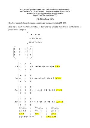 Sistemas de Ecuaciones Optimizacion
