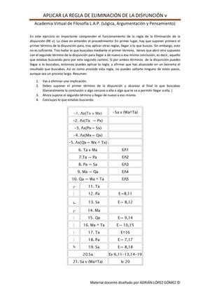Explicación de como aplicar la regla de la eliminación de la disyunción. 