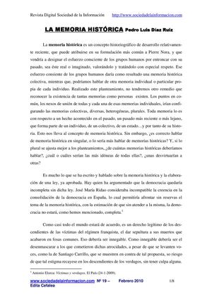 La memoria histórica Pedro Luis Díaz Ruiz ESPAÑA