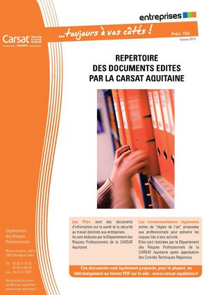 Répertoire des documents édités par la CARSAT Aquitaine