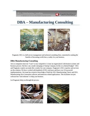 DBA - Manufacturing Consulting
