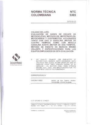 NTC - 5365 CALIDAD DEL AIRE - Motocicletas y afines