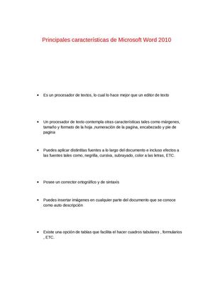 Principales características de Microsoft Word 2010