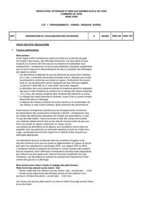 DPGF LOT N°1 TERRASSEMENTS VRD ECOLE DE VERS