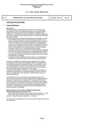DPGF LOT N°2 GROS OEUVRE DEMOLITIONS ENDUITS FACADE ECOLE DE VERS