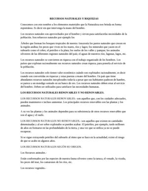 RECURSOS NATURALES Y RIQUEZAS