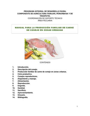 MANUAL PRODUCCIÓN CUNÍCOLA BENEFICIARIOS