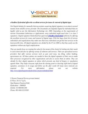 eMudhra Hyderabad offers the excellent services for issues & renewal of digital signs