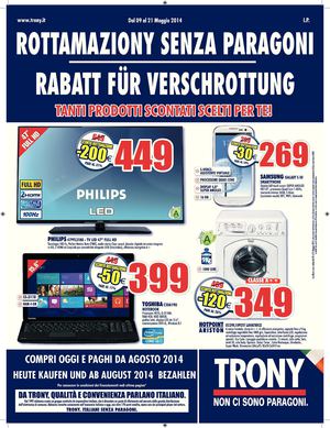 Volantino Trony dal 9 al 21 maggio 2014 P
