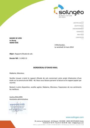 Solingéo - Etude de sols S-1402-11 - VERS - MAIRIE