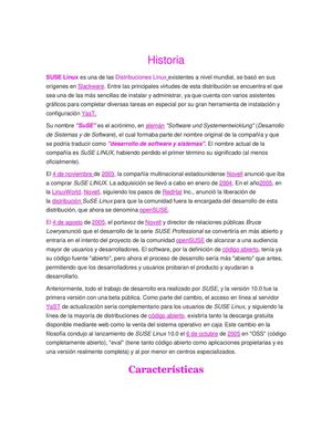 Historia,Caracteristicas, Versiones De Suse