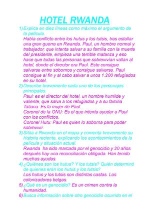 Trabajo: Hotel Rwanda