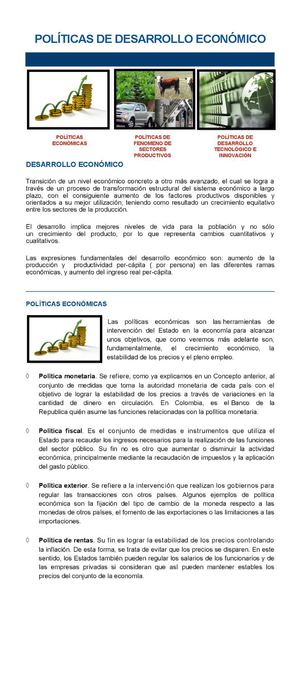 POLÍTICAS DE DESARROLLO ECONÓMICO