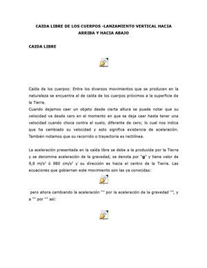 CAIDA LIBRE DE LOS CUERPOS