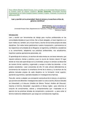 Leer y escribir en la universidad