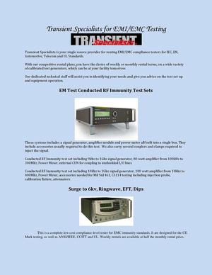 Transient Specialists for EMI/EMC Testing