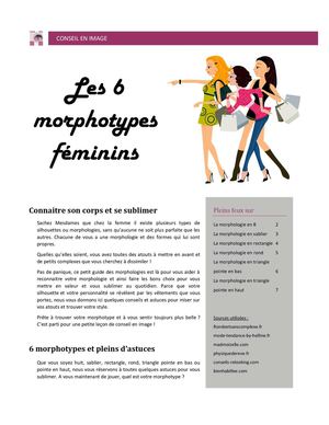 COM...le chiffre : 6 morphologies féminines