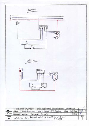 Pràctica 25 Instal·lació Automàtic d'escala (3 fils)