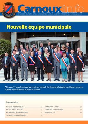 Carnoux info Avril 2014 : nouvelle équipe municipale