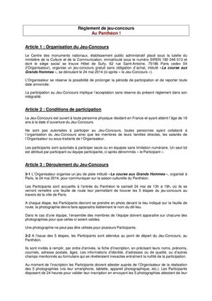 Règlement du Jeu concours #AuPanthéon - "La course aux Grands Hommes"