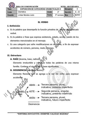 Categorías Gramaticales: Verbo, Preposición y Conjunción