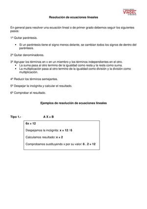 Ecuaciones Lineales.