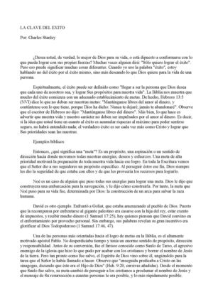 La clave del éxito. Por: Charles Stanley