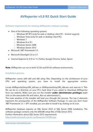 AVReporter Quick Start Guide V3.0 R2