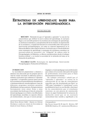 Estrategias de aprendizaje: base para la intervención psicopedagógica