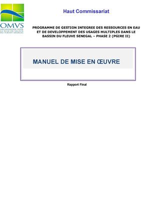 MANUEL DE MISE EN ŒUVRE DU PGIRE 2