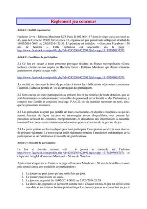 règlement 50 ans de Nutella