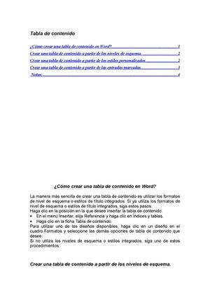 Como crear tabla de contenido