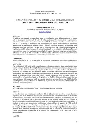 INNOVACIÓN PEDAGÓGICA CON TIC Y EL DESARROLLO DE LAS COMPETENCIAS INFORMACIONALES Y DIGITALES