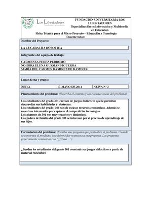 FICHA TÉCNICA MICROPROYECTO